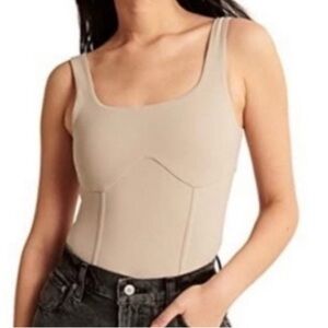 Abercrombie & Fitch Soft AF Tan Corset Bodysuit S